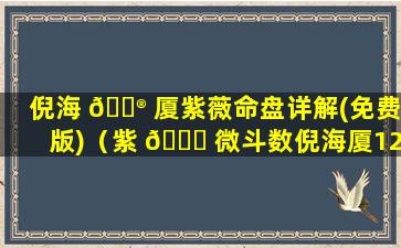 倪海 💮 厦紫薇命盘详解(免费版)（紫 🕊 微斗数倪海厦12个案例详解）